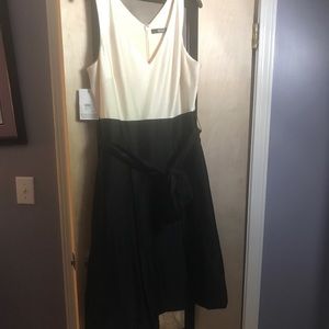 Badgley Mischka cream and black cocktail dress